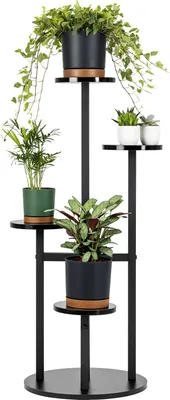 Produktbild von FINO Universal-Blumenständer - schwarz, 4-stöckiger Blumenständer für 6 Töpfe