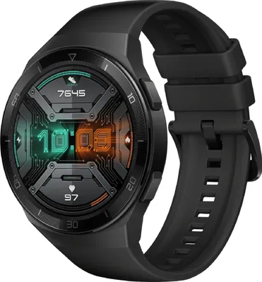 Produktbild von Huawei Watch GT 2e - Schwarzes Edelstahl - intelligente Uhr mit Riemen - Flouroelastomer - Graphitschwarz - Anzeige 3.5 cm (1.39")