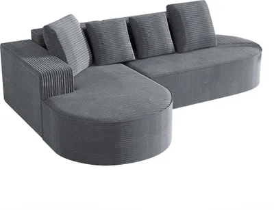 Immagine prodotto di AIORBER Divano moderno modulare a L, divano combinato deep cloud, divano in spugna senza montaggio, a tre posti, accogliente, con cuscini, in velluto a coste, grigio