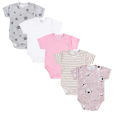 Produktbild von TupTam Baby Mädchen Kurzarm Wickelbody Baumwolle 5er Set , Farbe: Farbenmix 4, Größe: 56