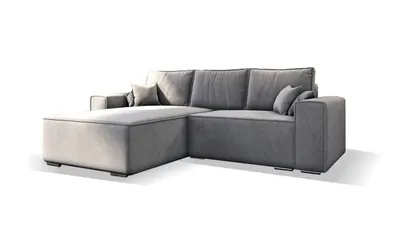 Produktbild von GOLDSTOFF Oslo Ecksofa mit Schlaffunktion & Bettkasten  Schlaffläche 208 x 158 cm L-Form Eckcouch mit Federkern und Metallbeinen (Grau)
