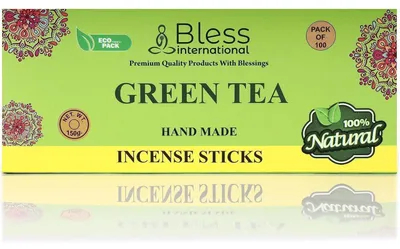 Productafbeelding van Handgemaakte wierookstokjes, chemisch vrij, groene thee, 100 stuks (150 gram)