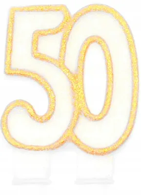 Image de Bougie d'anniversaire PartyPal, chiffre 50, paillettes dorées
