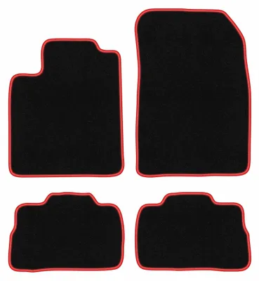 Produktbild von Velours-Fußmatten für Suzuki Kizashi 2009-2014 (Limousine) – 4-tlg, Schwarz/Rot, passgenau – Wielganizator CARLUX