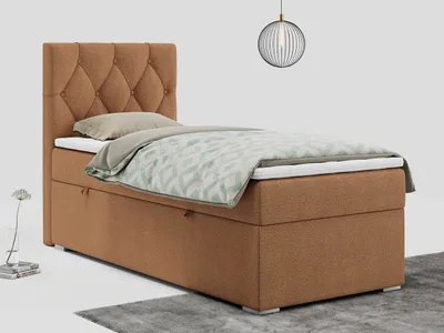 Produktbild von Einzelbett mit Bettkasten, jungenbetten 90 cm, Boxspringbett - ALDA - 90x200cm - links - Orange - H3
