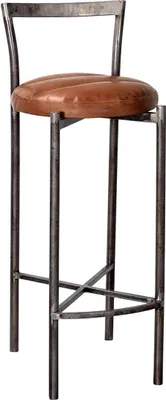 Produktbild von Portland Barhocker mit rundem Ledersitz und Rückenlehne - 2er Set