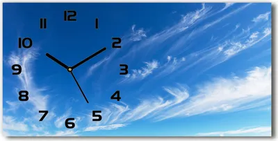 Produktbild von Wanduhr aus Glas – 60x30 cm - Glasbild - Glasuhr - Gehärtetes Glas - schwarze-zeiger - Blauer Himmel