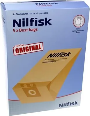 Productafbeelding van Nilfisk stofzuigzakken, 10 liter, 5 stuks, geschikt voor Family stofzuigers, artikelnummer 82222900
