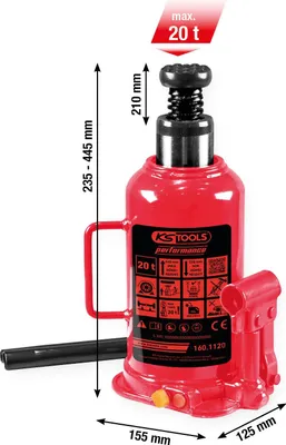 Obrázok produktu pre KS-Tools 160.1120 performance Hydraulický zdvihák na fľaše, 20000 kg, výška zdvihu: 235-445 mm