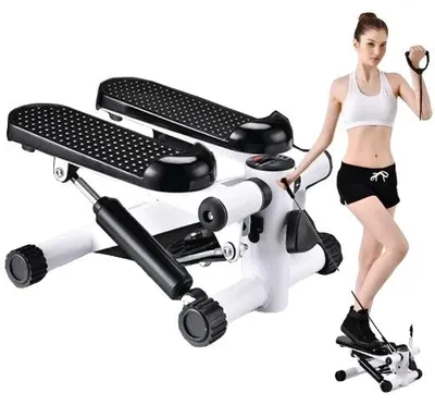 Obrázok produktu pre Fitness stroj na chôdzu, kompaktný dizajn, nastaviteľný odpor, čierno-biely