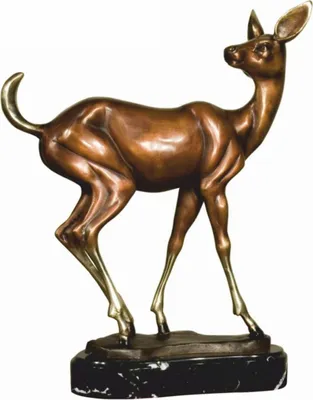 Obrázok produktu pre Casa Padrino luxusná dekoratívna socha jeleňa bronz / zlato / čierna v. 42 cm - bronzová figúra