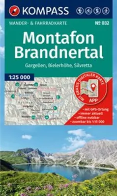 Produktbild von KOMPASS Wanderkarte 032 Montafon, Brandnertal, Gargellen, Bielerhöhe, Silvretta 1:25.000