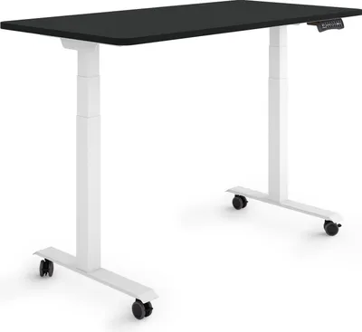 Produktbild von ESMART Germany EZX-132WB 120x60cm Schwarz Ergonomischer Steh-Sitz-Schreibtisch auf Rollen Stufenlos elektrisch höhenverstellbar 65,5-130,5 cm 3 x Memory Aktivitätserinnerung Schnelle Montage