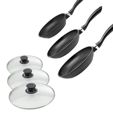 Image de Set de 3 poêles 20, 24 et 28 cm et 3 couvercles sans PFAS Elo Alucast