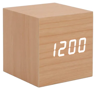 LED-Holz-Wecker, digital, Temperatur, 3 Helligkeitsstufen, großes Display