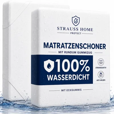 Produktbild von Strauss Home Matratzenschoner 90x200 cm Wasserdicht – Baumwolle mit Eckgummis, Atmungsaktiv, Waschbar, Nässeschutz, Milbenschutz & Allergikerfreundlich