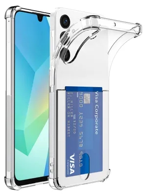 Image de Etui pour téléphone Samsung Galaxy A16 avec porte-cartes Silicone TPU transparent avec Bumper - Coque arrière en Silicone TPU transparent avec porte-cartes - Smartphonica