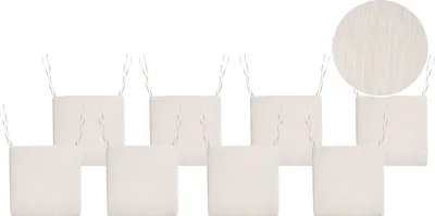 Produktbild von BELIANI Sitzkissen für Gartenstuhl 8er Set Hellbeige Leinenoptik Stoff mit Bindebändern 46x46 cm UV-beständig Modern Outdoor Stuhlkissen Stuhlpolster