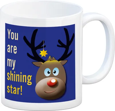 Produktbild von Weihnachten Kaffeebecher mit Rentier Motiv in Blau