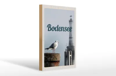 Produktbild von Holzschild Reise 20x30cm Bodensee Deutschland Leuchtturm
