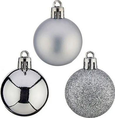 Produktbild von Weihnachtsbaumkugeln Ø 4 cm 12 Stück Silberfarben PVC