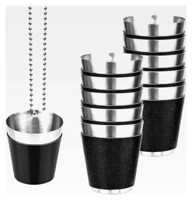 Produktbild von 8 Stück Edelstahl Schnapsgläser mit Kette, 30ml, wiederverwendbar für Partys