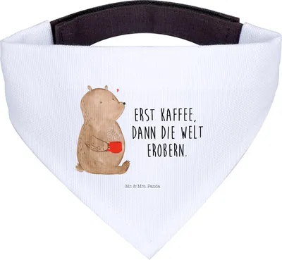 Produktbild von Mr. & Mrs. Panda Hund Halstuch Bär Kaffee - Weiß - Geschenk, Tuch für Hunde, Morgenroutine, Coffee, Bären, Guten Morgen, Hundehalstuch, Teddy