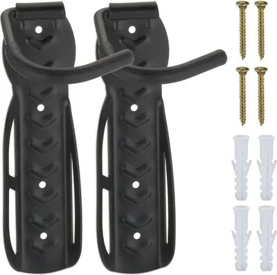 Image de Support mural noir pour vélos - 2 pcs