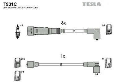 Image de TESLA T931C Kit de câbles d'allumage pour MERCEDES-BENZ SL (R107) Classe S Limousine (W116) SL Coupe (C107)