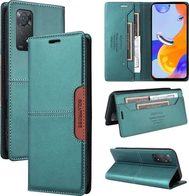 Produktbild von Handyhülle für Xiaomi Redmi Note 11 Pro 5G/4G Hülle, Leder Flip Wallet Kartenfach Stand Schutzhülle Grün