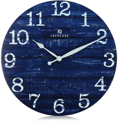Immagine prodotto di Orologio da parete rustico in legno in stile vintage retrò, blu, decorazione shabby chic senza meccanismo, per soggiorno, camera da letto, cucina, ufficio, 30 cm