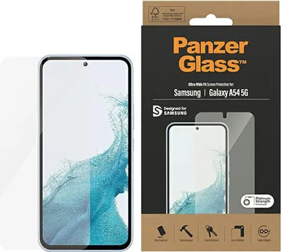 Obrázek produktu pro PanzerGlass ® Screen Protector Samsung Galaxy A54 5G | Ultra-Wide Fit, Samsung, Samsung - Galaxy A54 5G, Aplikace nasucho, Odolné proti poškrábání, Odolný proti nárazům, Průhledná, 1 kusů