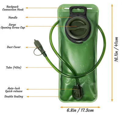 Imagen del producto de Mochila de hidratación con depósito de agua de 2 litros, a prueba de fugas, ideal para ciclismo y senderismo