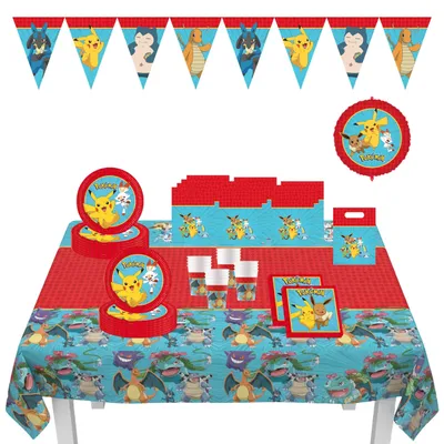 Immagine prodotto di Solidchoice - Set di 67 articoli per la decorazione di feste di compleanno a tema Pokémon per bambini