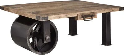 Image de MASSIVMOEBEL24 | Table basse 110x80 Manguier laqué Bois naturel RAILWAY #105