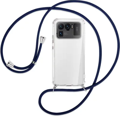 Produktbild von Handykette Backcover-Schutzhülle mit Band (Metall silberfarben) für Xiaomi Mi 11 Ultra - dunkelblau