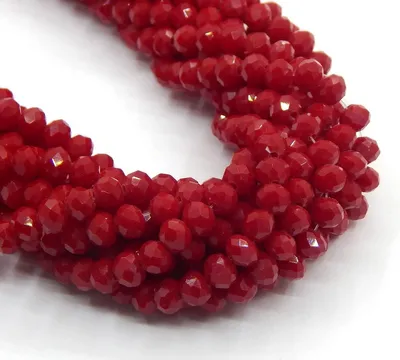 Image de Perles de verre - Rondelles facettées - Fabrication de bijoux - 120 pièces, 4 mm, bordeaux, opaque
