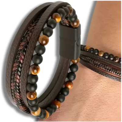 Image de Bracelet homme marron avec perles