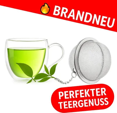 Produktbild von Teefilter Edelstahl Kugel – Tee‑Sieb Suppe Kräuter Kugel mit Kette Haken ????