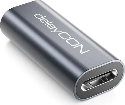 Produktbild von deleyCON USB-C Kupplung 40Gbps, 240W, 8K60Hz, USB 4.0 Aluminium Gehäuse, Typ C Buchse auf Buchse, USB C Kabel Verlängern - für Ladekabel Datenkabel Smartphone Tablet MacBook Notebook PS5 usw.