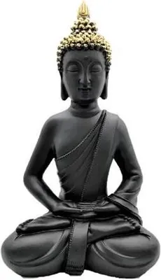 Produktbild von Buddha Figur 30 cm Schwarz Gold Skulptur Feng Shui