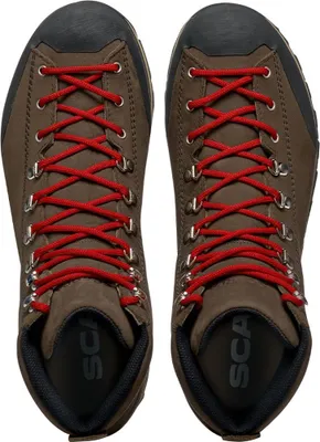 Lifestyle-Schuhe für Damen; Guida City GTX von Scarpa; braun mit roten Schnürsenkeln.