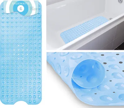 Produktbild von Circul Badewannenmatte 100 x 41 cm hellblau modern eckig mit Noppen und Abflussausparung
