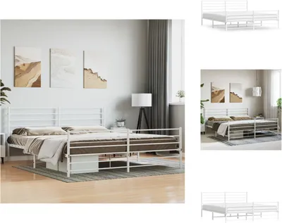 Produktbild von vidaXL Bettgestell mit Kopf- und Fußteil Metall Weiß 180x200 cm - Betten & Bettgestelle