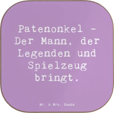 Produktbild von Mr. & Mrs. Panda Tassen Untersetzer Spruch Patenonkel Geschenk - Lavendeltraum - handgemacht, Tischuntersetzer, Holzuntersetzer, Familie, Gläser, Coaster, Patenschaft