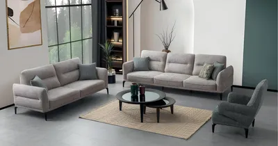 Produktbild von Sessel 1 Sitzer Grau Wohnzimmer Design Einsitzer Möbel Stoff Textil