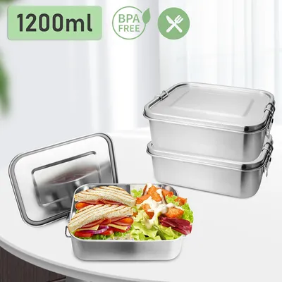 Produktbild von Hengda 1200ml Brotdose ohne Plastik BPA frei brotdose edelstahl Edelstahl Lunchbox