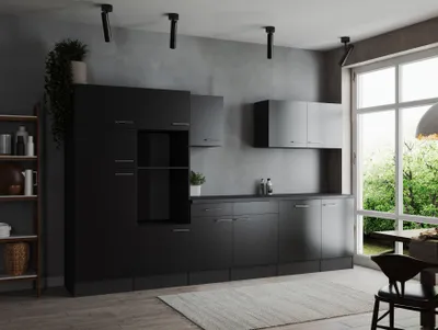 Produktbild von Küche Küchenzeile Leerblock Grau Matt Schwarz Oliver 340 cm Respekta