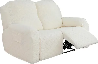 Produktbild von Relaxsofa Hussen, Bezug für Relaxsessel, 6-teiliges Stretch Sofa Überwurf Weich Jacquard Sesselbezug Sofahusse mit Tasche für 2 Sitzer,Beige