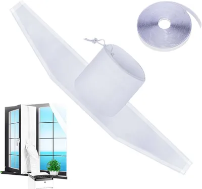 Produktbild von Fensterabdichtung - 500x38cm - Kein Bohren - Mit Klettverschluss - Klimaanlagen Fensterdichtung für Abluftschlauch - Für Fenster und Türen - Weiß